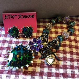 Betsey Johnson Multi Print Earring/Bracelet Set